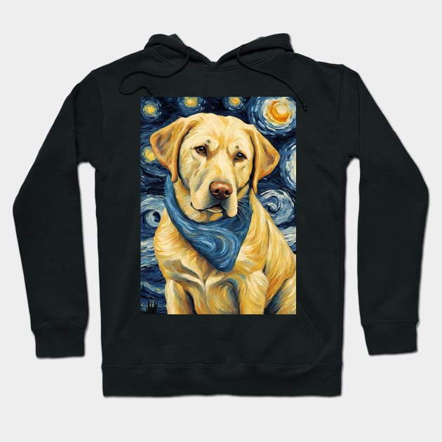 Labrador Retriever Dog Breed in a Van Gogh Starry Night Art Style Hoodie by Art-Jiyuu